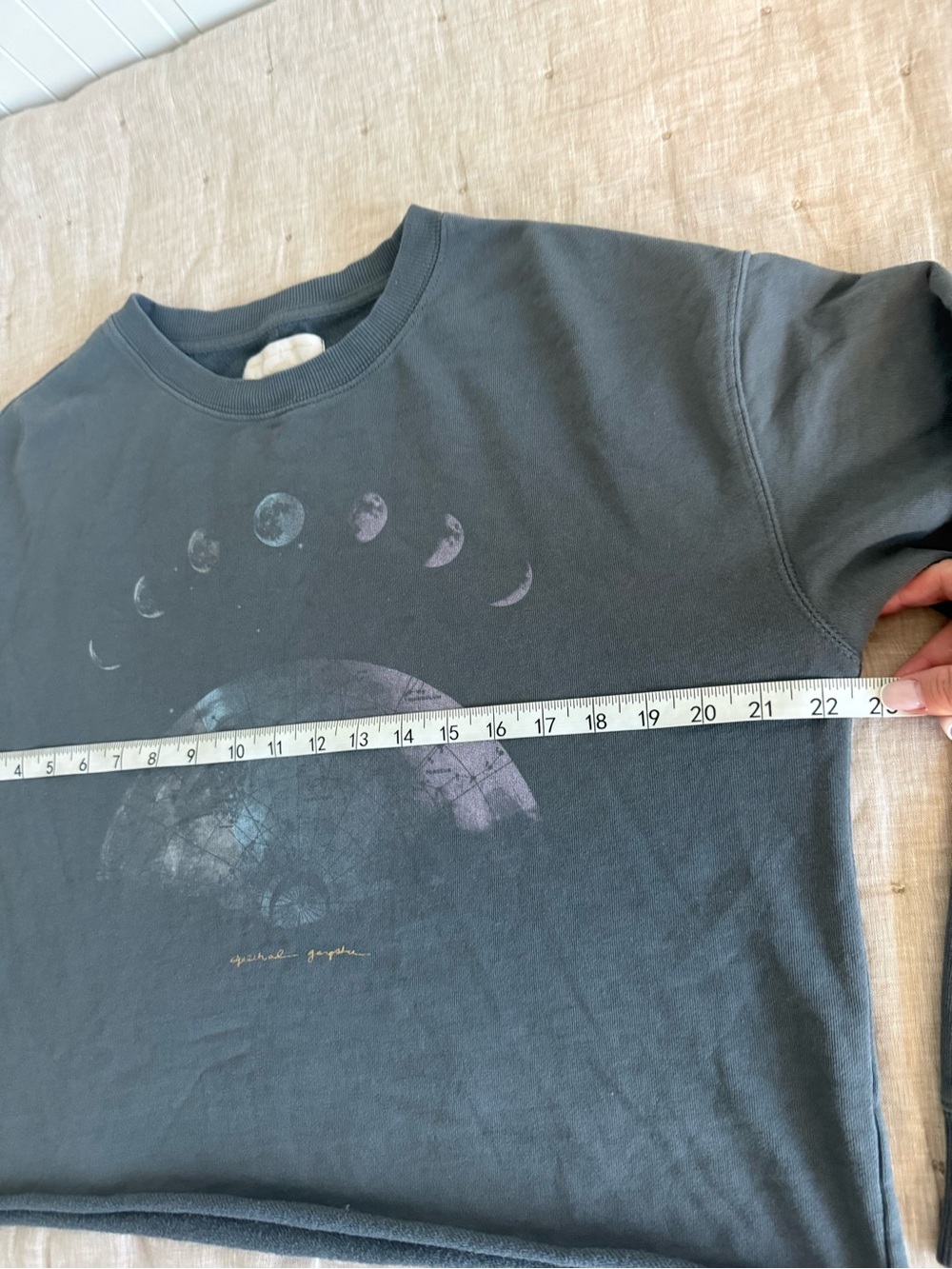 Spiritual Gangster Mazzy Cropped Moon Phase Crewneck Top~Size Large - Picture 7 of 10
